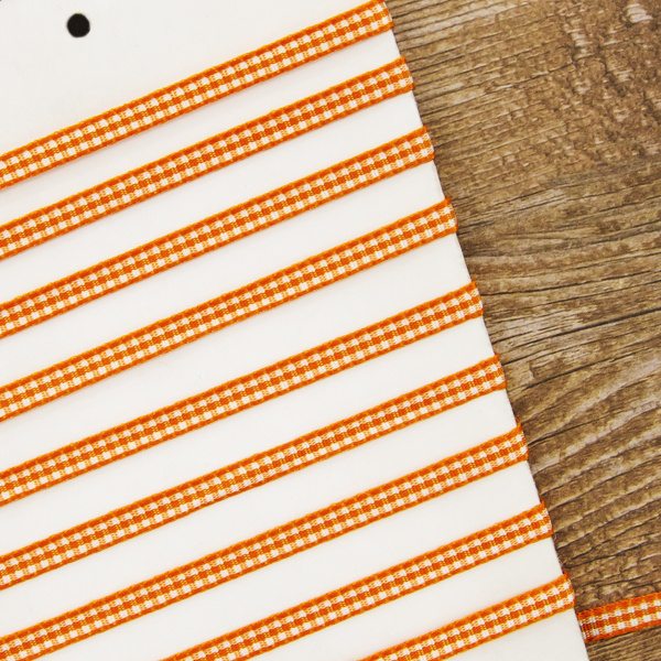 Лента с рисунком клетка SAFISA, 6 мм, 25 м, цвет 61, оранжевый. Арт 466-06мм-61             