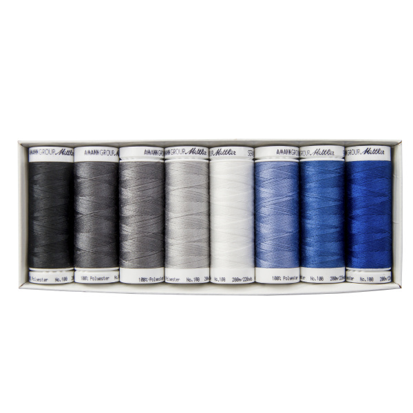 Набор с нитками Seralon  "Оттенки Зимы" в подарочной упаковке, 8 катушек. Арт SE8WINTER-KIT