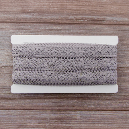 Мерсеризованное хлопковое кружево, 20 мм, цвет светло-серый. Арт 3037/64                 