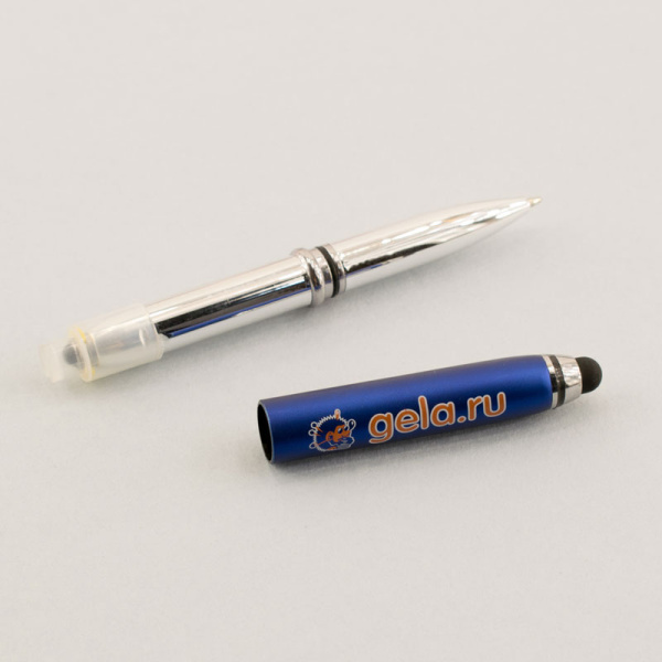 Ручка шариковая GELA.RU с фонариком LED и стилусом. Арт SPEC/G002/12         