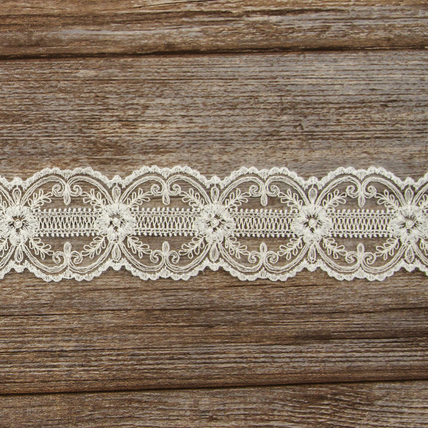 Вышивка на тюле, 60 мм, цвет белый. Арт I663/00