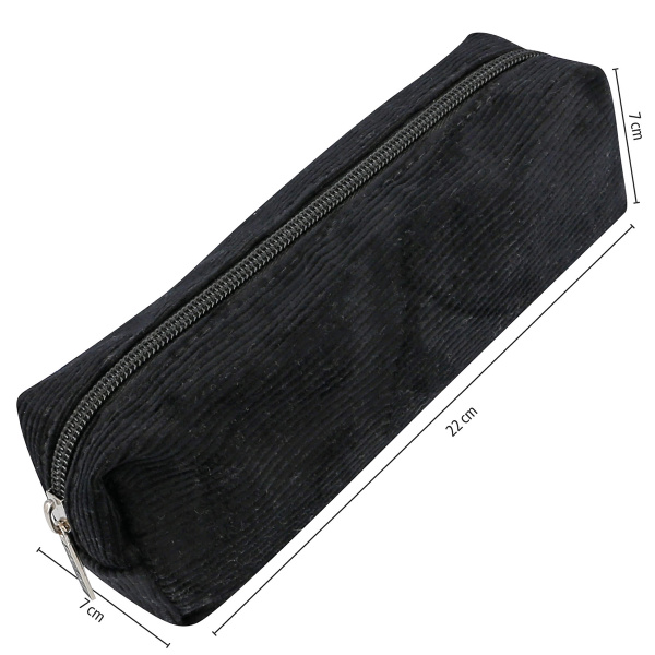 Пенал для ручек "Pencil Case" на молнии, 22 х 7 х 7 см, вельвет, цвет черный. Арт 03996/6 