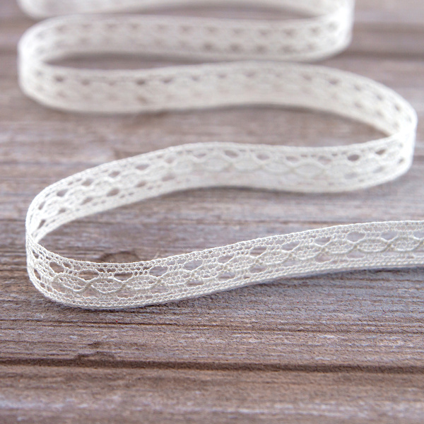 Мерсеризованное хлопковое кружево, 10 мм, цвет шампань. Арт 3517/72