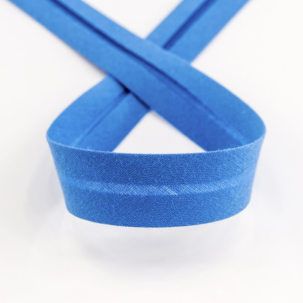 Косая бейка хлопок/полиэстер 20 мм, 25 м, цвет 42, голубой темный. Арт 6120-20мм-42            