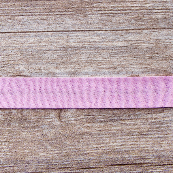 Косая бейка хлопок/полиэстер 20 мм, 25 м, цвет 127, светло-сиреневый. Арт 6120-20мм-127           