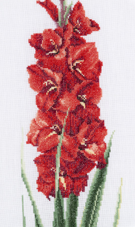 Набор для вышивания "Красный гладиолус", канва лён 36 ct. Арт 3073                    