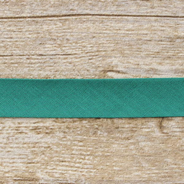 Косая бейка хлопок/полиэстер 20 мм, 25 м, цвет 76, цвет зеленой патины. Арт 6120-20мм-76            