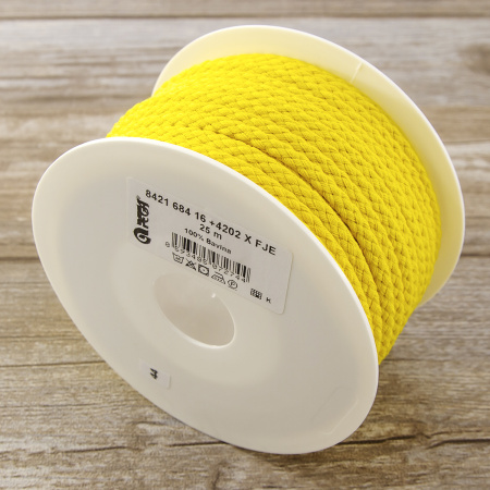 Шнур PEGA хлопковый, цвет желтый, 5,3 мм. Арт 8421684164202