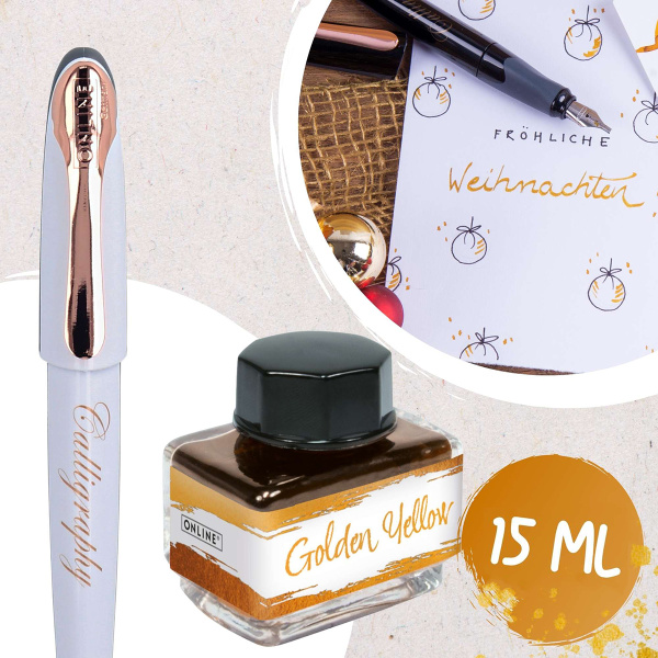 Набор для каллиграфии "Air Best Writer", 6 предметов, корпус ручки белый/серый с розовым золотом. Арт 10062