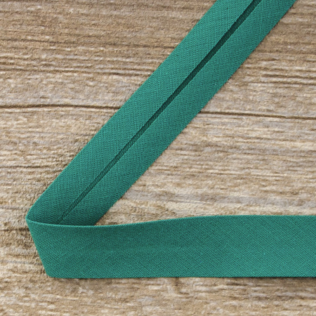 Косая бейка хлопок/полиэстер 20 мм, 25 м, цвет 76, цвет зеленой патины. Арт 6120-20мм-76            