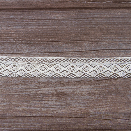 Мерсеризованное хлопковое кружево, 28 мм, белый. Арт 2121/01