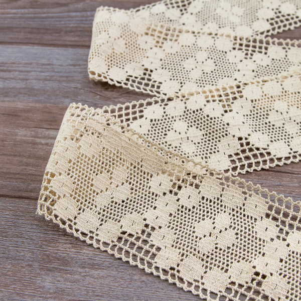 Мерсеризованное хлопковое кружево, 90 мм, цвет экрю. Арт 2230/58