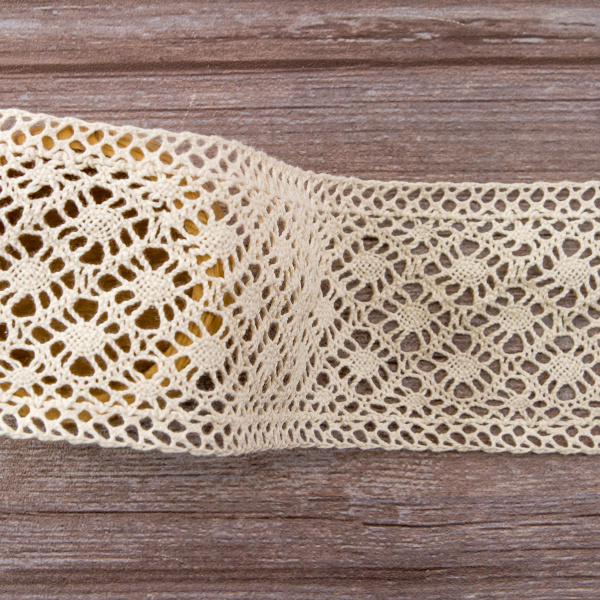 Мерсеризованное хлопковое кружево, 85 мм, цвет экрю. Арт 2232/58