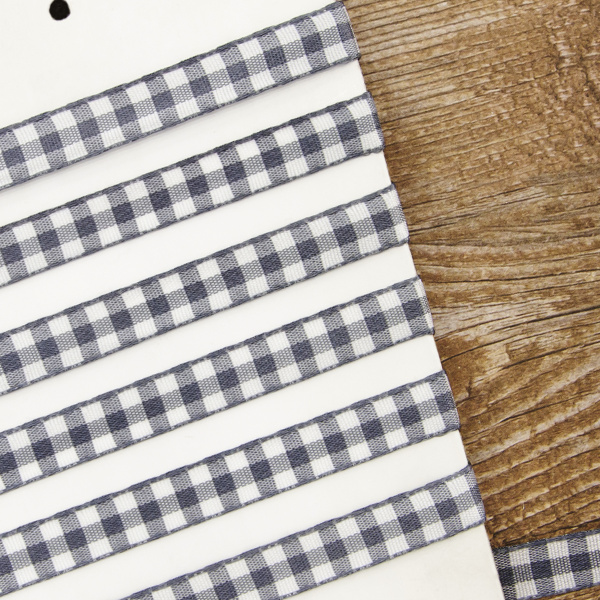 Лента с рисунком клетка SAFISA, 11 мм, 25 м, цвет 68, серый. Арт 469-11мм-68             