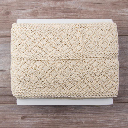 Мерсеризованное хлопковое кружево, 85 мм, цвет экрю. Арт 2232/58