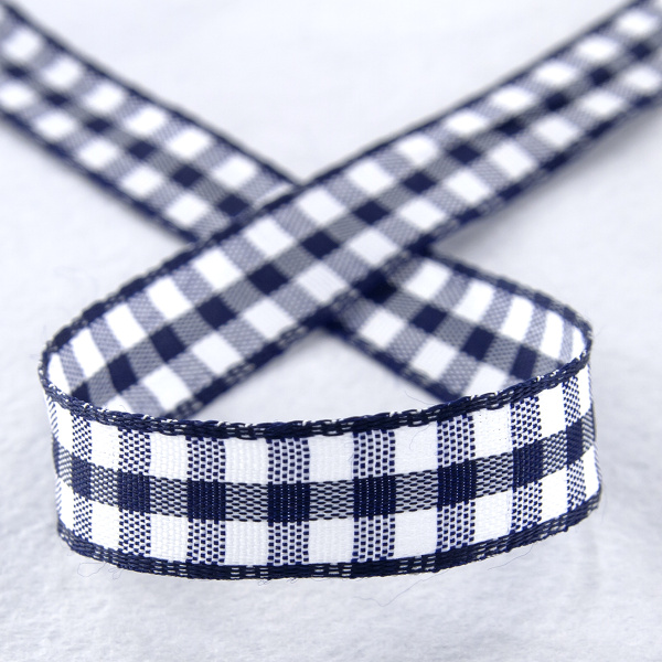 Лента с рисунком клетка SAFISA, 11 мм, 25 м, цвет 15, темно-синий. Арт 469-11мм-15             