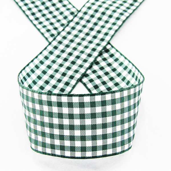 Лента с рисунком клетка SAFISA, 40 мм, 25 м, цвет 43, темно-зеленый. Арт 469-40мм-43             