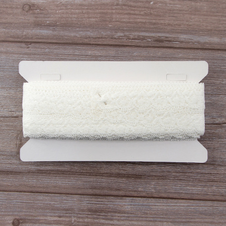 Мерсеризованное хлопковое кружево, 30 мм, цвет белый. Арт 2025/01