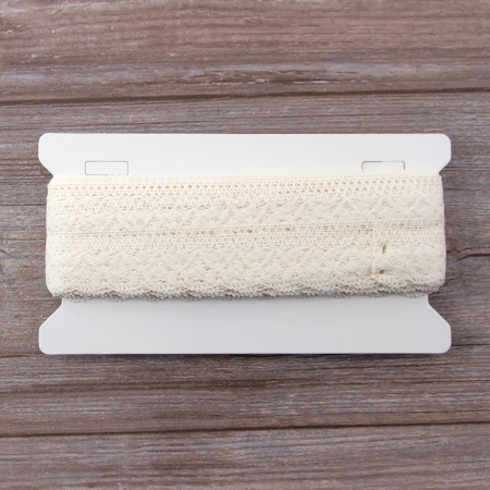 Мерсеризованное хлопковое кружево, 30 мм, цвет шампань. Арт 2025/72