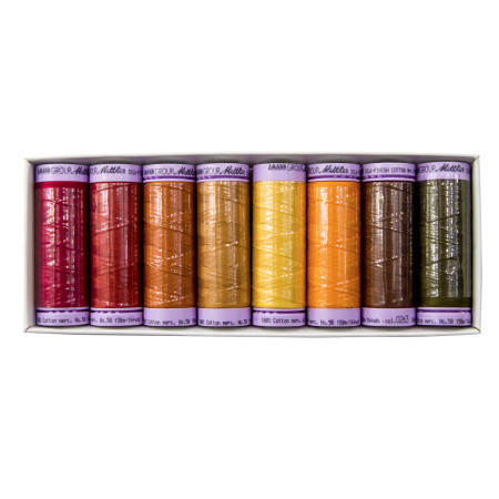 Набор с нитками Silk Finish  "Оттенки Осени" в подарочной упаковке, 8 катушек. Арт SFC8AUTUMN-KIT