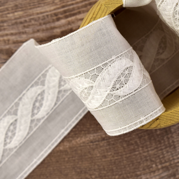 Шитье-вышивка на батисте, прошва, 60 мм, цвет белый. Арт 37250/B