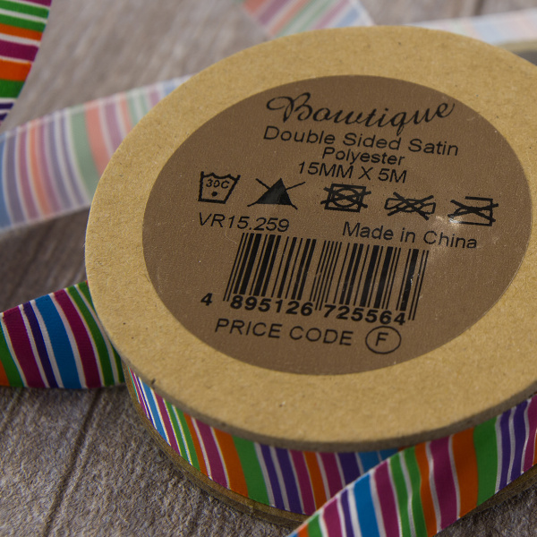 Лента атласная на картонной мини-катушке "Полоски". Арт VR15.259