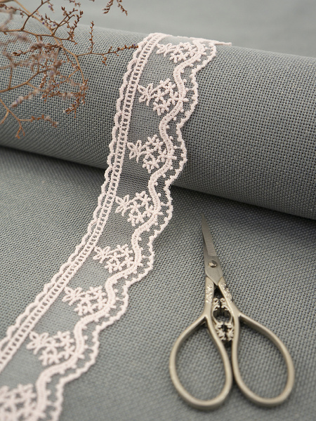 Кружево-вышивка на тюле, 23 мм, цвет розовый, 100% полиэстер, 4,5 м. Арт T-3011.308