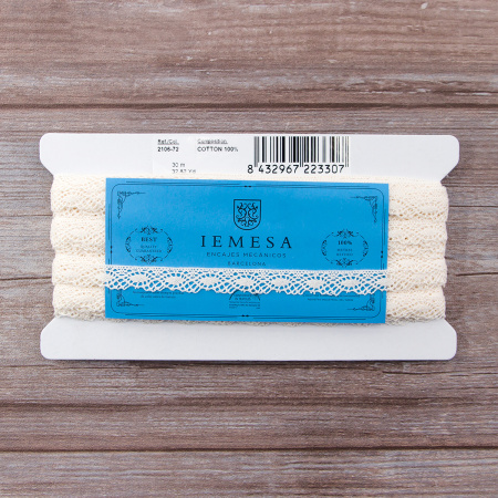 Мерсеризованное хлопковое кружево, 16 мм, шампань. Арт 2106/72