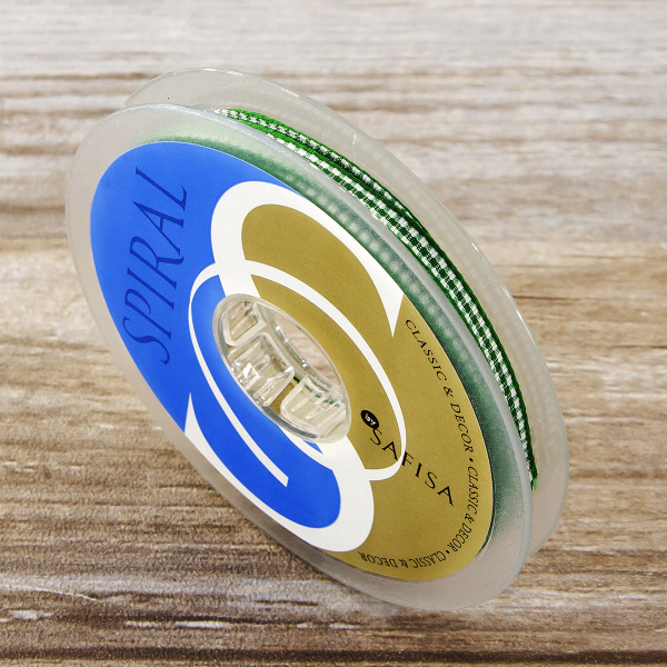 Лента с рисунком клетка SAFISA, 6 мм, 25 м, цвет 25, зеленый. Арт 466-06мм-25             