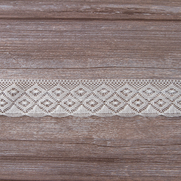 Мерсеризованное хлопковое кружево, 35 мм, цвет белый. Арт 2046/01