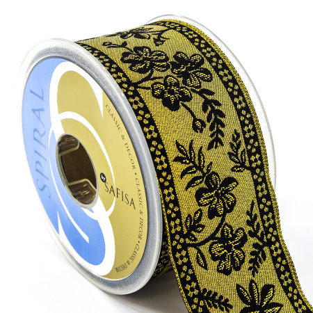 Лента жаккард с люрексом SAFISA, 50 мм, 15 м, цвет 01. Арт 9089-50мм-01            