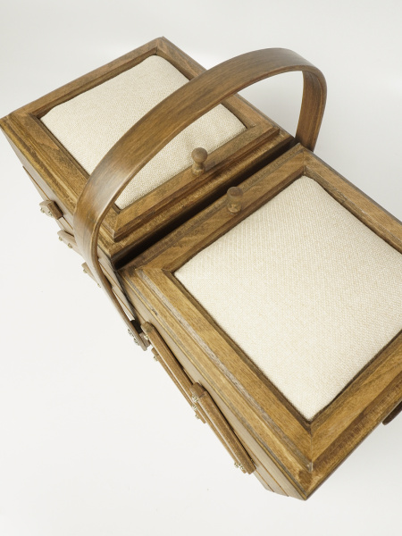 Шкатулка для рукоделия, бук, 3 этажа, коричневый. Арт 31/151/2                