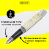 Ручка перьевая "Campus", с синим картриджем, размер пера M, 0.5 мм, принт "Золотые листья". Арт 61491/3D