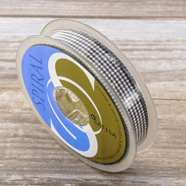 Лента с рисунком клетка SAFISA, 15 мм, 25 м, цвет 01, черный. Арт 466-15мм-01             