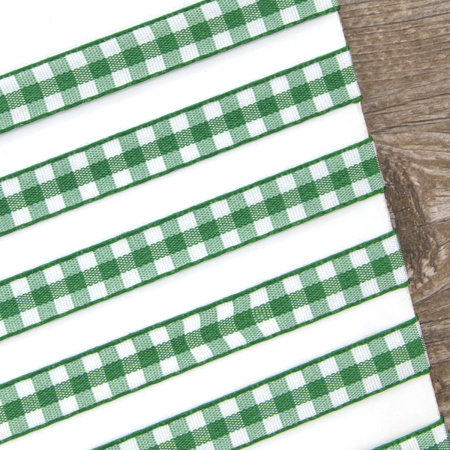 Лента с рисунком клетка SAFISA, 11 мм, 25 м, цвет 25, зеленый. Арт 469-11мм-25             