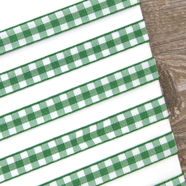 Лента с рисунком клетка SAFISA, 11 мм, 25 м, цвет 25, зеленый. Арт 469-11мм-25             