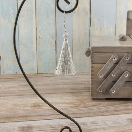 Кисть декоративная на шнуре, длина 85 мм, цвет серебряный. Арт KYL - 02-col.Silver