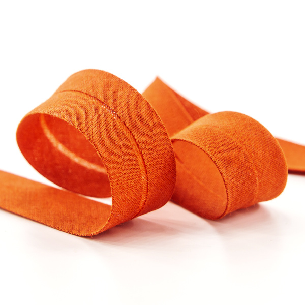 Косая бейка хлопок/полиэстер 20 мм, 25 м, цвет 46, алый яркий. Арт 6120-20мм-46            