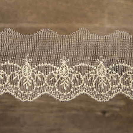 Кружево-вышивка на тюле, 32 мм, 14,6 м. Арт 41708/02