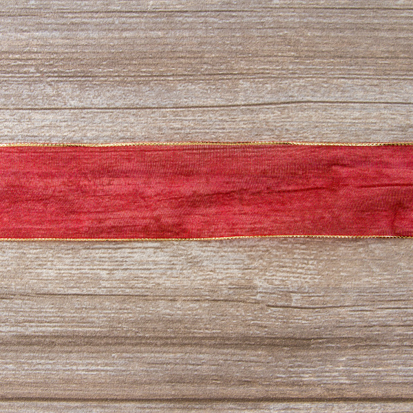 Лента органза "с памятью" SAFISA, 38 мм, 25 м цвет 14, красный. Арт 525-38мм-14             