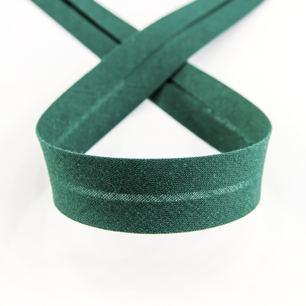 Косая бейка хлопок/полиэстер 20 мм, 25 м, цвет 43, темно-зеленый. Арт 6120-20мм-43            