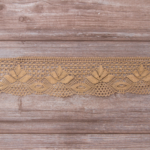 Мерсеризованное хлопковое кружево, 70 мм, цвет бежевый. Арт 3185/T3