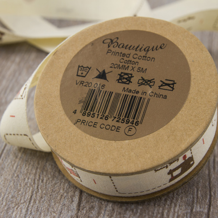 Лента хлопковая на картонной мини-катушке "Швейный дизайн". Арт VR20.016