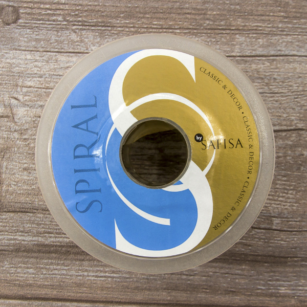 Лента органза с рисунком с проволокой по краю SAFISA, 38 мм, цвет бежевый, 15 м. Арт 25167-38мм-01            