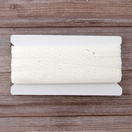 Мерсеризованное хлопковое кружево, 20 мм, цвет белый. Арт 3037/01                 