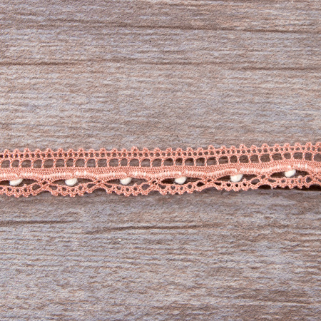 Мерсеризованное хлопковое кружево, 15 мм, розовый. Арт 2150/F3