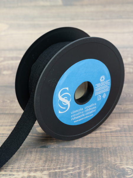 Тесьма киперная SAFISA, 20 мм, 25 м, цвет 01, черный. Арт 0270-20мм-01