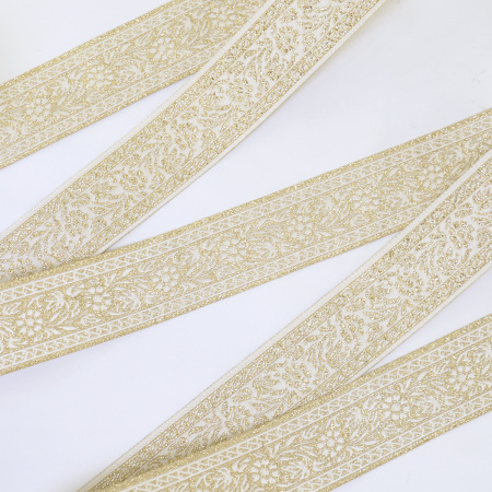 Лента жаккардовая с люрексом SAFISA арт.9251, 25 мм, 15 м. Арт 9251-25мм-101