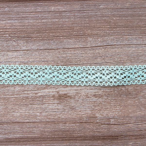 Мерсеризованное хлопковое кружево, 20 мм, цвет мятный. Арт 3037/82