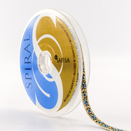 Лента жаккардовая с люрексом SAFISA, 10 мм, 15 м, цвет 02. Арт 9212-10мм-02